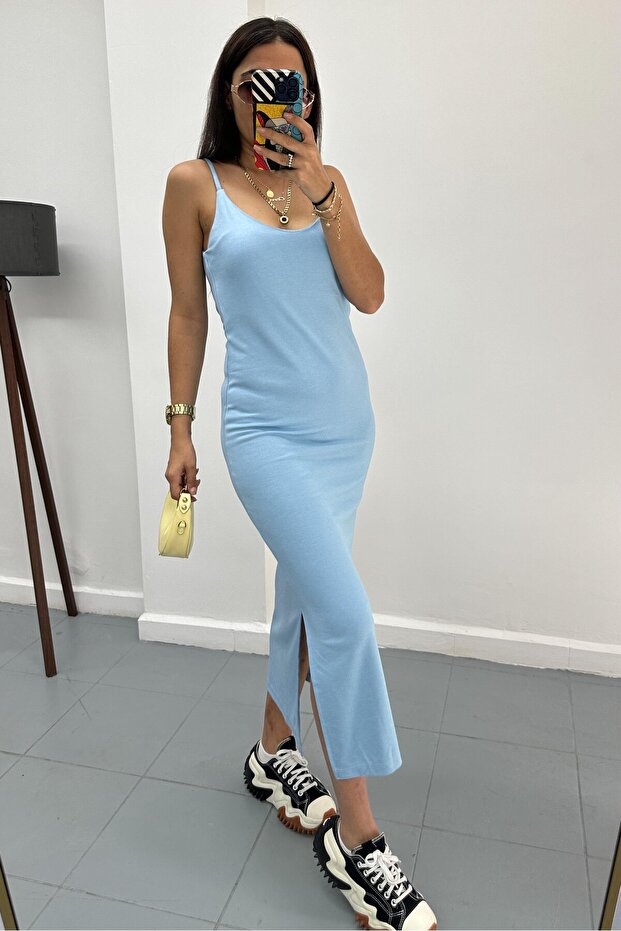 Modal Basic Yırtmaçlı Elbise - 1