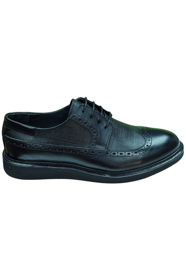 01008-Eva Men's Black (40-44) Leather Classic Shoes