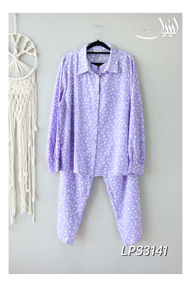 Co-Ord Set – Light Blue and White Polka Dots Printed Shirt and Pant.