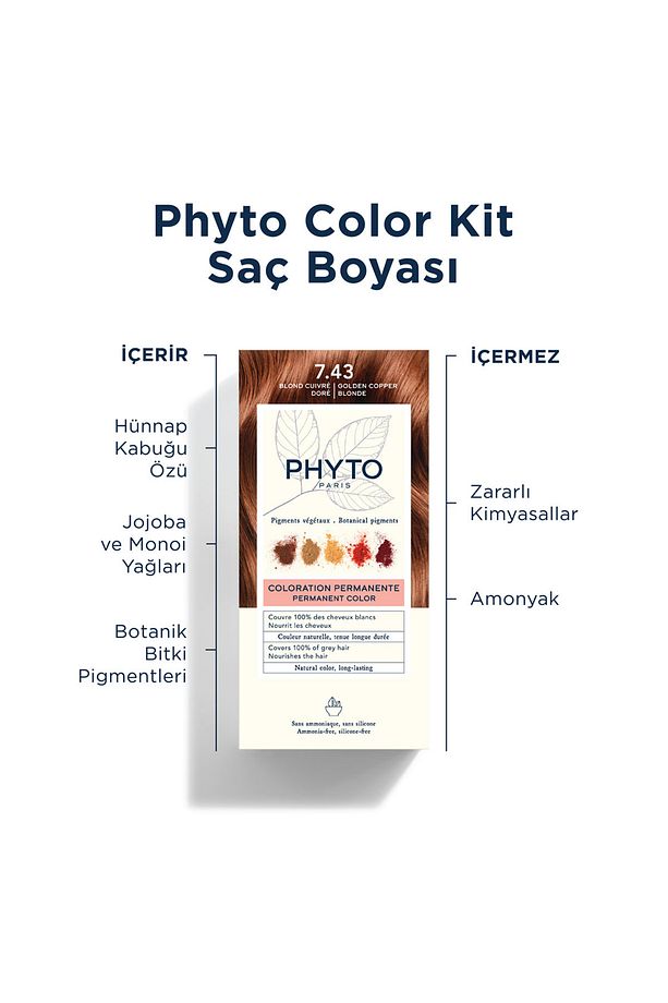 Phytocolor 7.43 Kumral Bakır Dore Amonyaksız Kalıcı Bitkisel Saç Boyası - 7