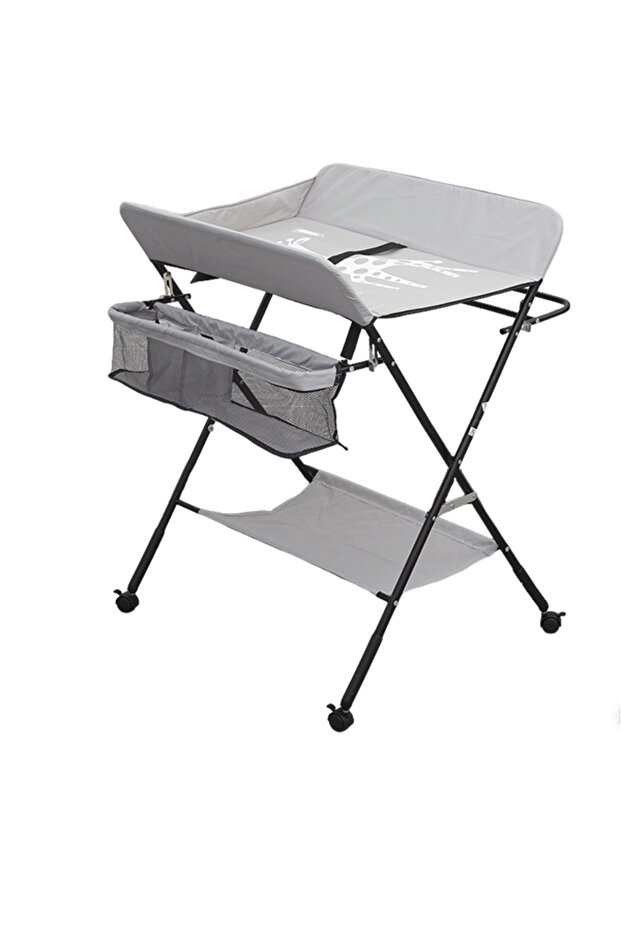 BayCare Diaper Changing Table with Wheels – 5-Level Height Adjustable Storage Shelf (Grey)