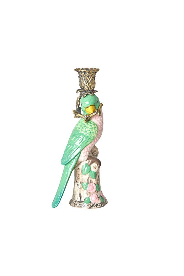 Seramik Şamdan - Yeşil Kuş - 1