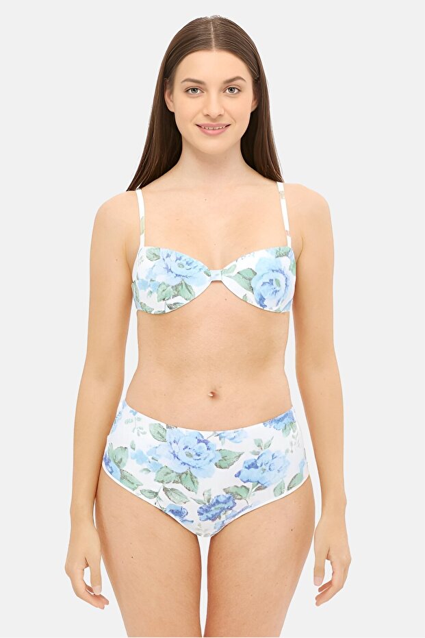 Women High Rise Floral Print Bikini Bottom, Multicolor