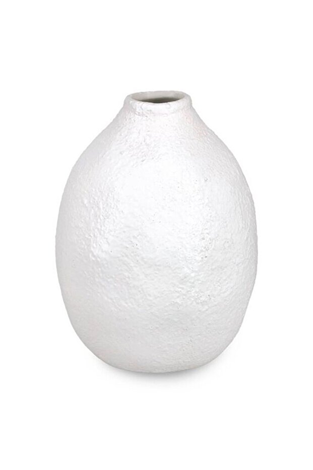مزهرية سيراميكية منظمة، بيضاء - 1