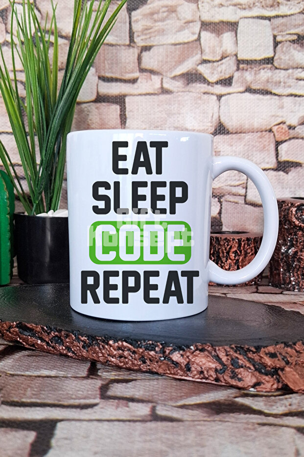 Eat Sleep Code Repeat 2 Printed Software Developer Gift Printed Tea Coffee Presentation Mug Cup - 1