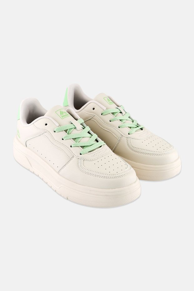 Women Brand Logo Lace Up Outdoor Shoes, Beige