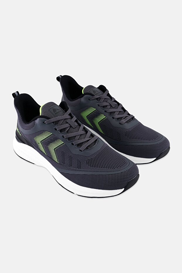 Men Lace Up Running Shoes, Dark Grey