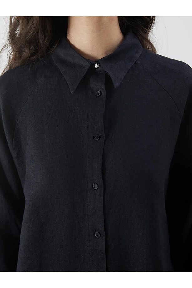 Lcw Modest Oversize %100 Keten Kadın Gömlek (S5) - 7