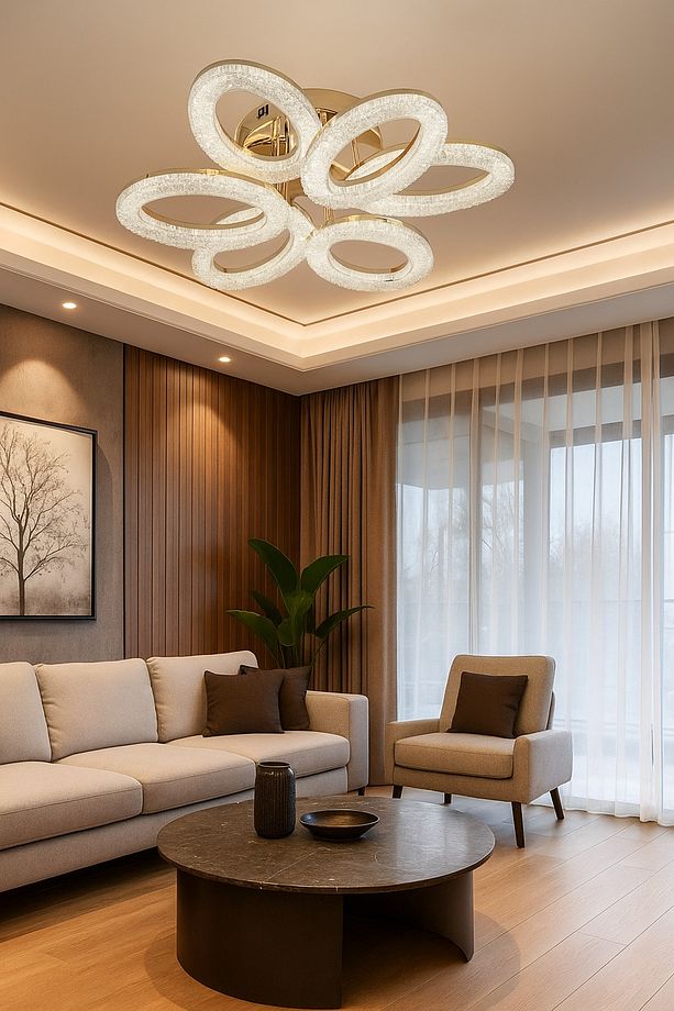 Sima Avize Kumandalı 3 Renk Işık ,Modern Kaplama Led Avize Salon Mutfak Avize - 1