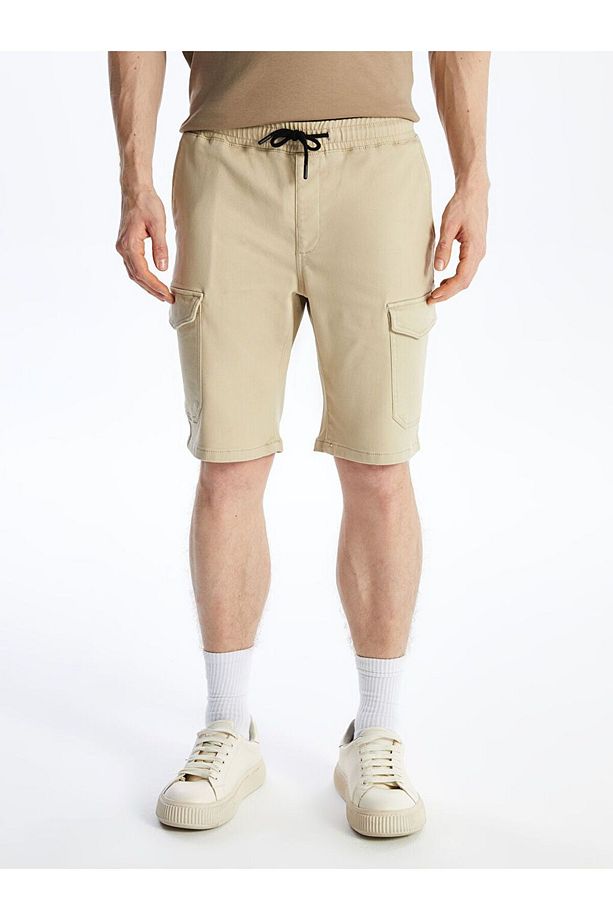 Bej Slim Fit Erkek Kargo Şort - 3