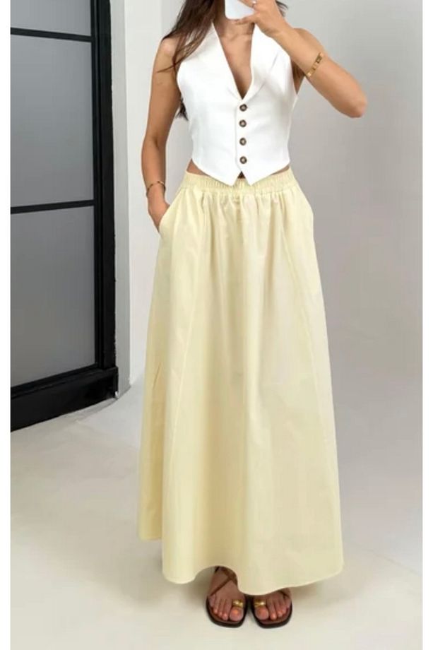 Sarı Poplin Etek - 2