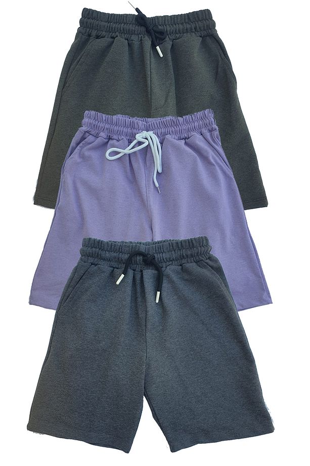 Unisex 3 Lü Erkek Kız Çocuk Şort Seti Pamuklu Şort 5 6 7 8 9 10 11 12 13 14 yaş - 1