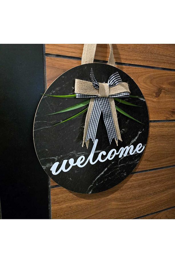 Kapı Süsü Welcome Hoşgeldiniz Mermer desen Hediyelik Kurdeleli Dış Kapı süsü - Ev Kapı Süsü - 1