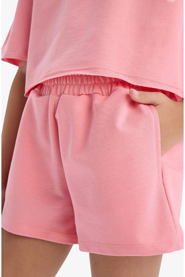 Kız Çocuk 2'li Takım Baskılı Kısa Kollu Tişört Şort E0730A825SM - 2