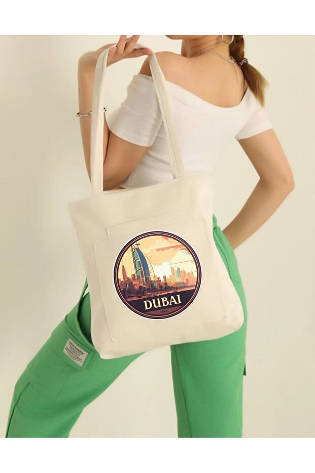 Dubai City Printed Emblem Youth Shoulder Bag