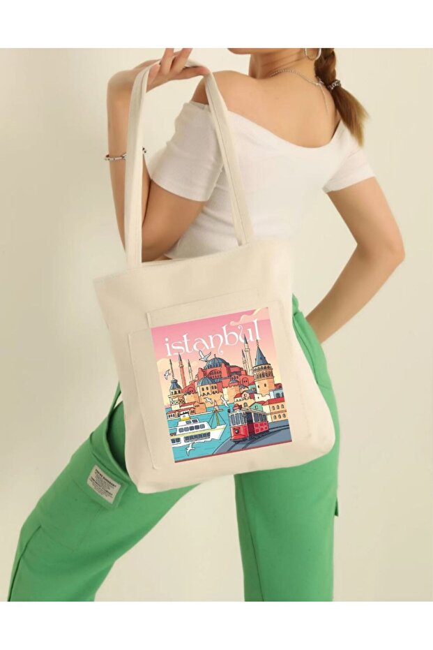 Istanbul Printed Emblem Youth Shoulder Bag