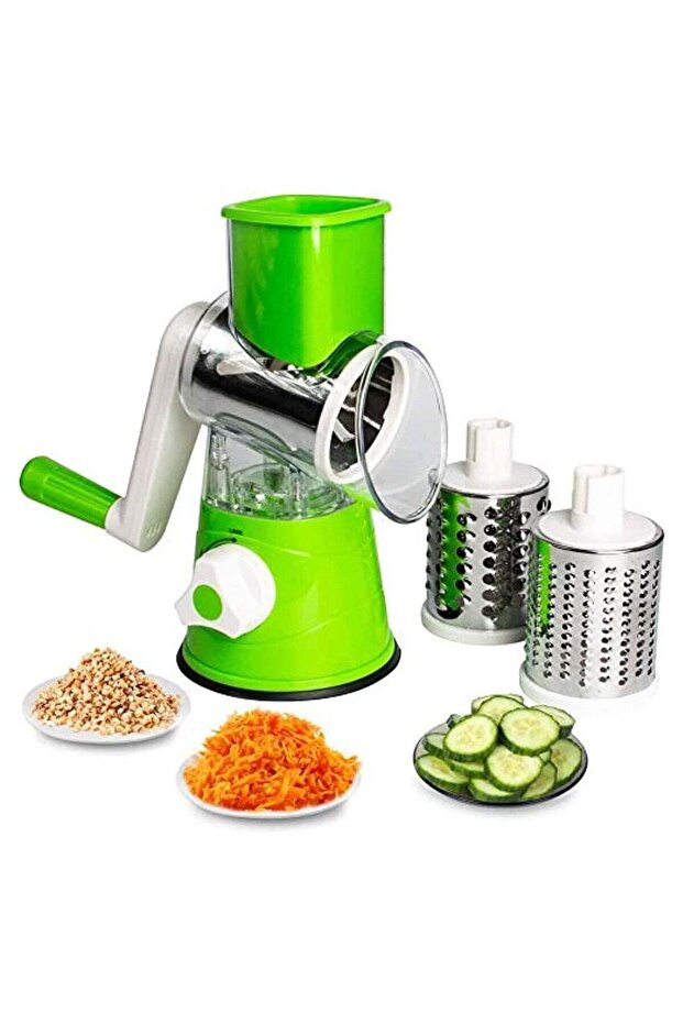 Manual Tabletop Drum Cheese Grater, 3 In 1 Rotary Shredder Slicer Grinder For Cucumber Nut Potato Ca