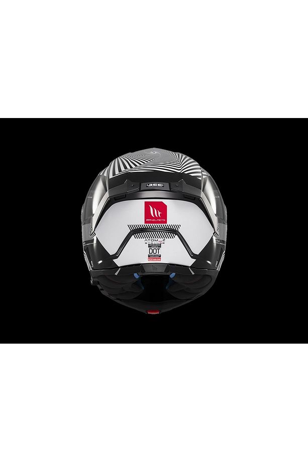 KASK MT ATOM 2 STRANGE B2 ÇENE AÇILIR SİYAH/BEYAZ - 5