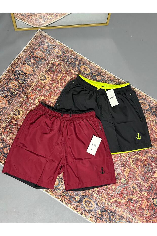 2-Piece Pocket Zipper Lined Colorful Swim Shorts