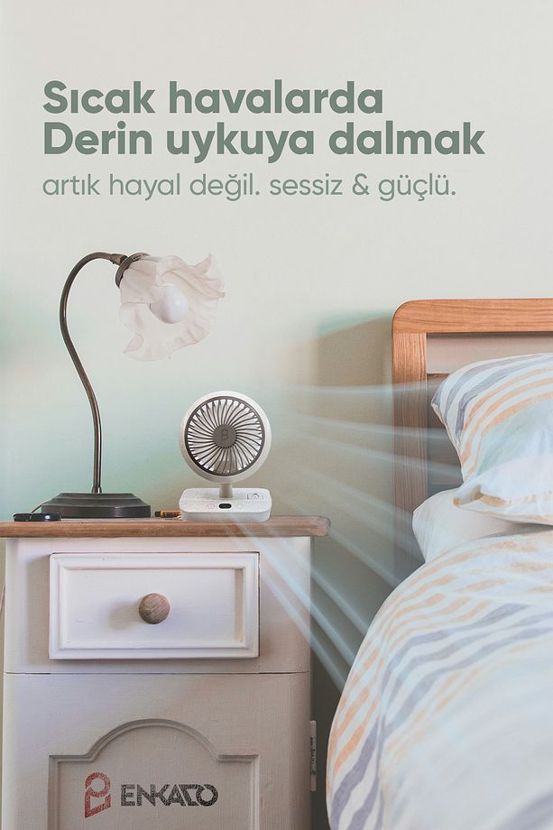 Taşınabilir Şarjlı Sessiz Mini Vantilatör 4 Mod Hız Led Ekran Döner Başlıklı Masaüstü Fan Soğutucu - 3