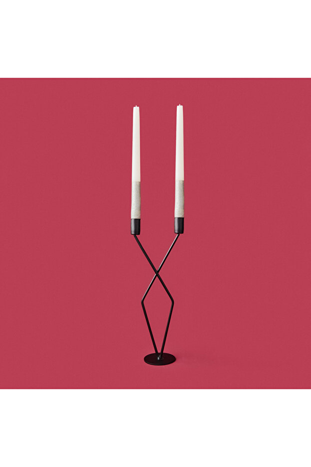 Deco Alessa Şamdan - Siyah - 32 cm - 3