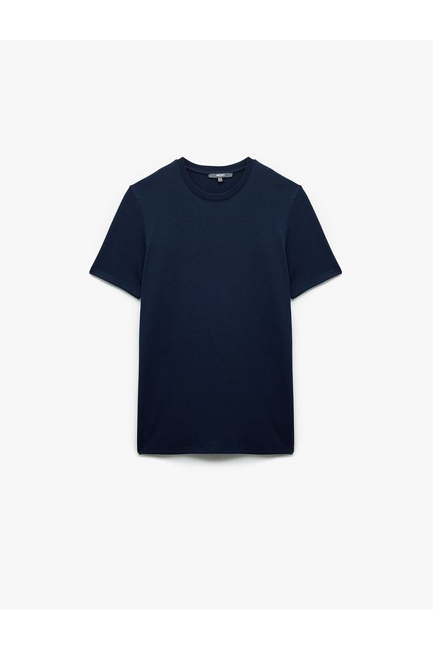 Kısa Kollu Bisiklet Yaka Basic Slim Fit Tişört - 3