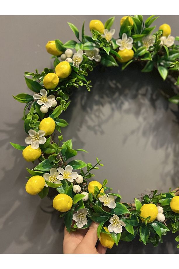 Limonlu Dış Kapı Süsü - Yılbaşı Kapı süsü- Kapı süsü limon çiçekli - 4