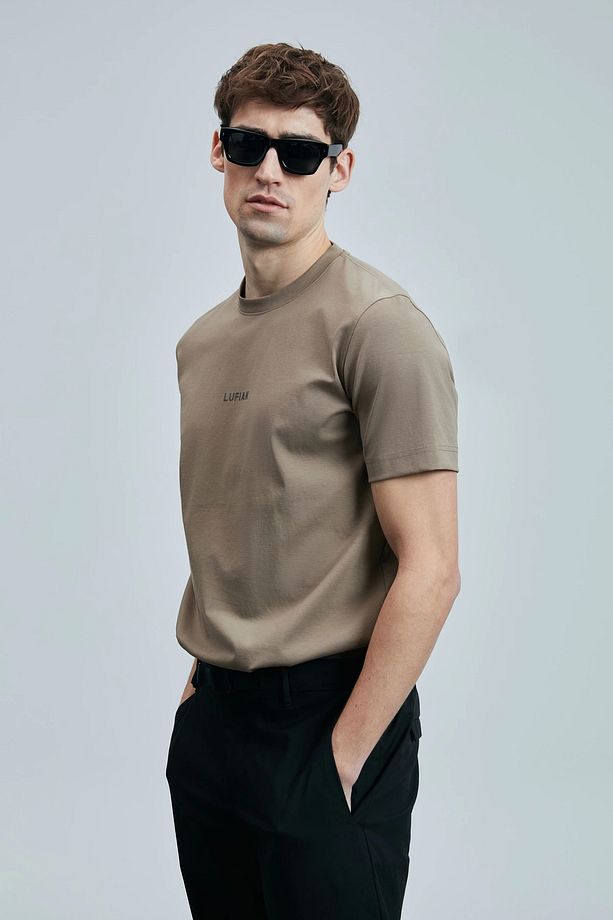Marcus Modern Grafik T- Shirt Deve Tüyü - 1