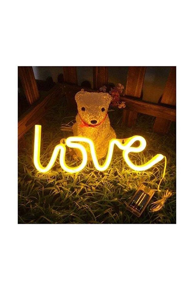 Love Decorative Wall Night Light Yellow 34.5x13.5cm