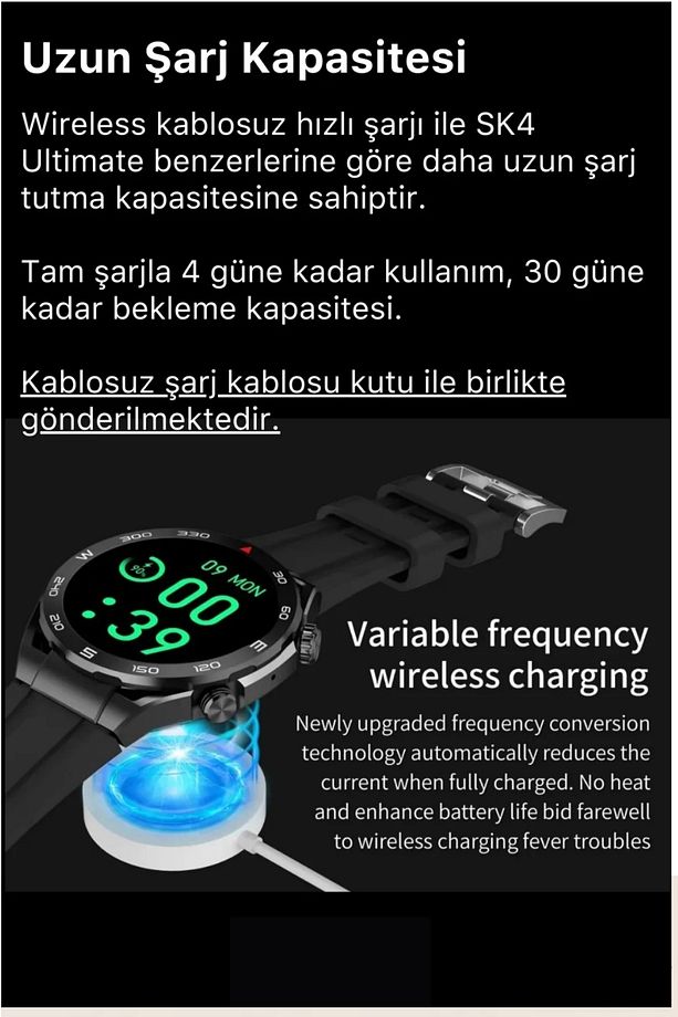 Yeni Nesil SK4 Ultimate Amoled HD Oval Ekran Spor Sağlık Sensörlü IOS Android Uyumlu Akıllı Saat - 3