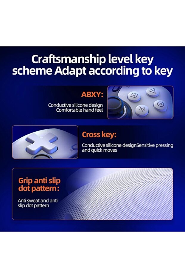 Wireless Bluetooth 5.2 Controller Universal, Android/iOS/PS4/Switch, BSP-D9, set sticker, White - 2