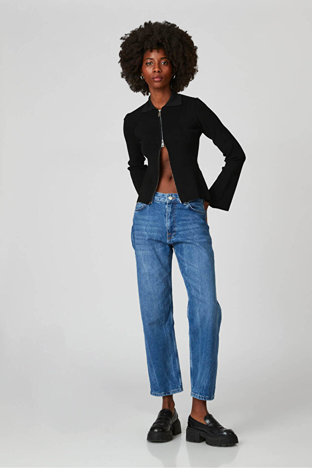 Fermuarlı Triko Mini Hırka - 1