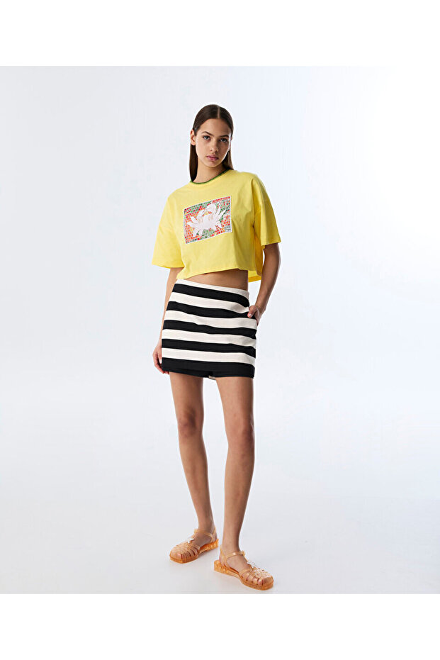 ÇİZGİLİ ŞORT ETEK - 1