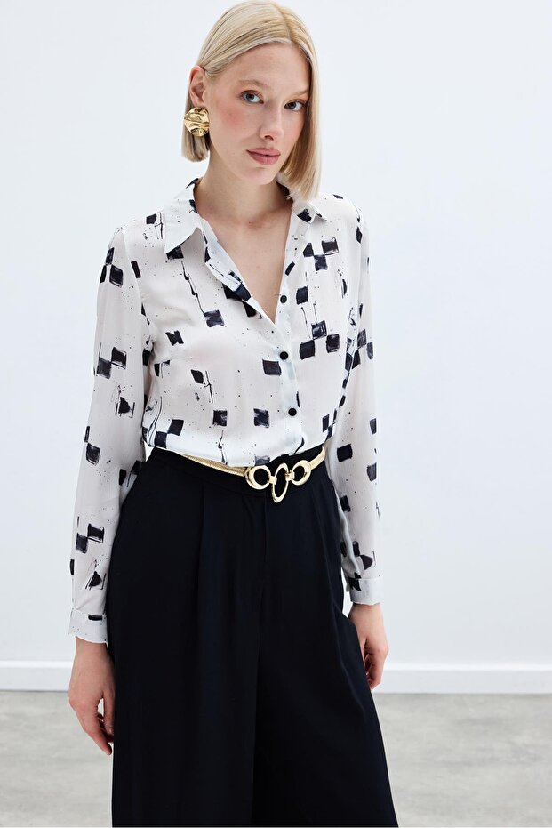 قميص كلاسيكي منقوش - أسود - 5