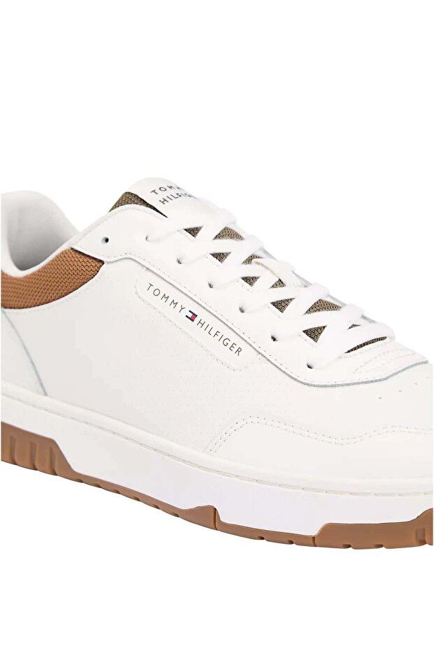 Męskie kolorowe trampki w stylu koszykarskim z panelami - ecru - 7