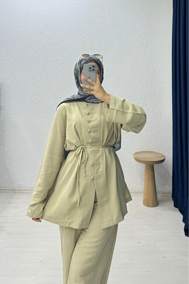 Linen Buttoned Suit - 4