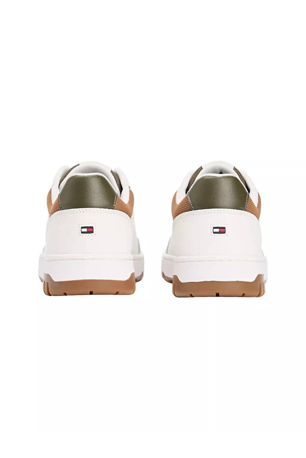 Męskie kolorowe trampki w stylu koszykarskim z panelami - ecru - 4