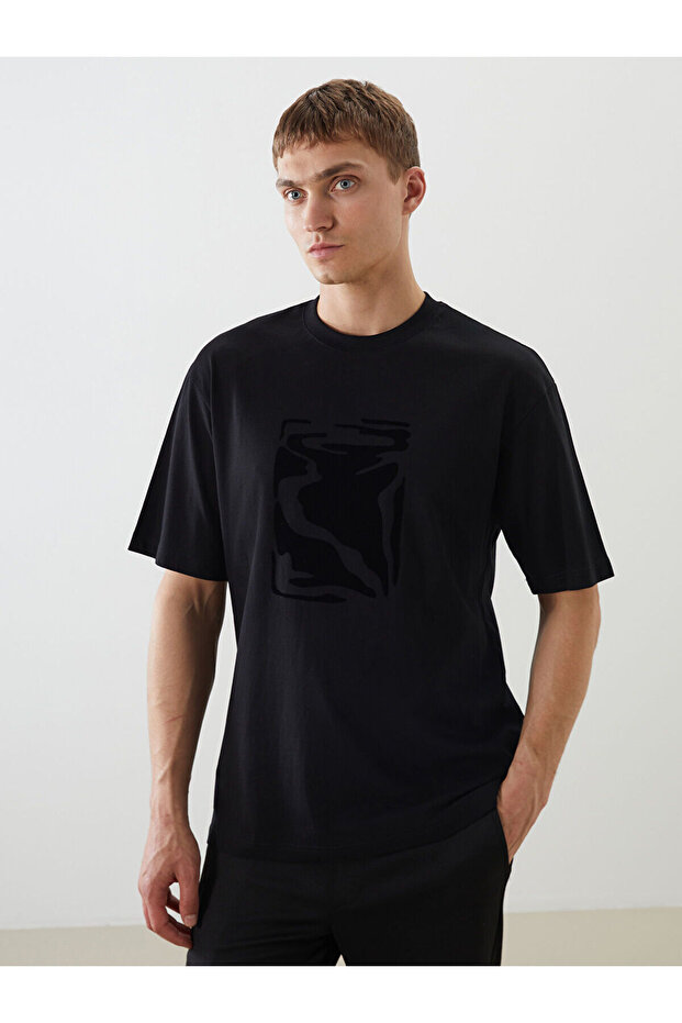 Nevavm Oval Collar Printed Combed Cotton Men's T-Shirt