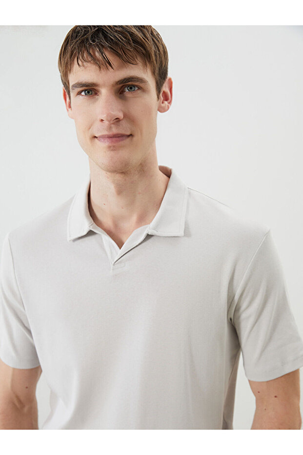 Nevavm Men's Polo Collar Linen Blend T-Shirt with a Difference
