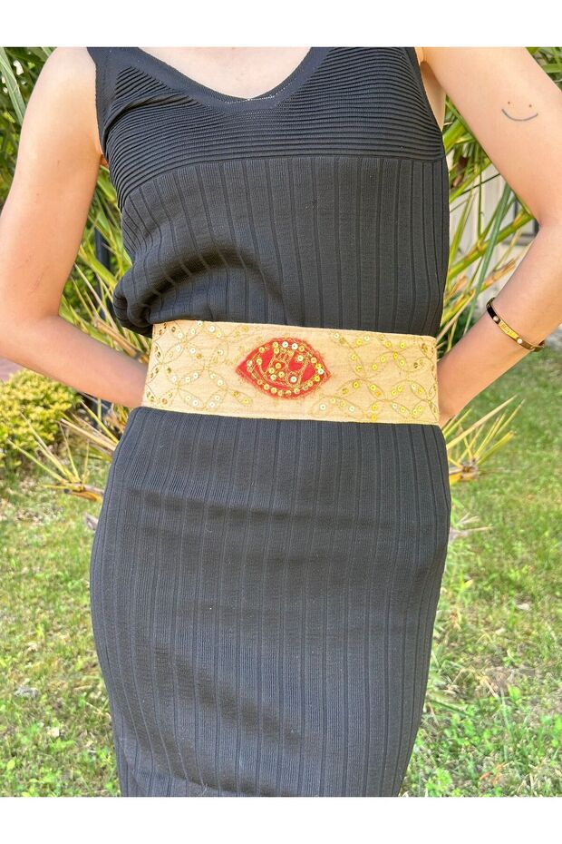 92X8 cm Sequin Embroidery Women's Indian Belt