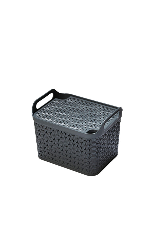 سلة تخزين مستطيلة حضرية بغطاء متوسطة الحجم - 1