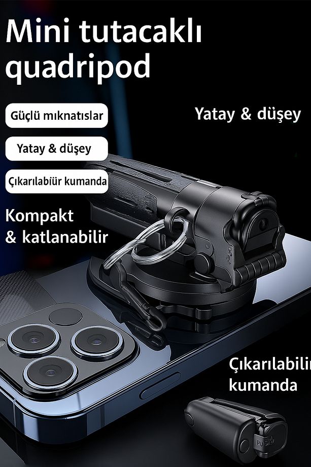 Magsafe Uyumlu Profesyonel Tripod 360 Döner Başlık Hafif Taşınabilir Vlog Seyahat Canlı Yayın Selfie - 4
