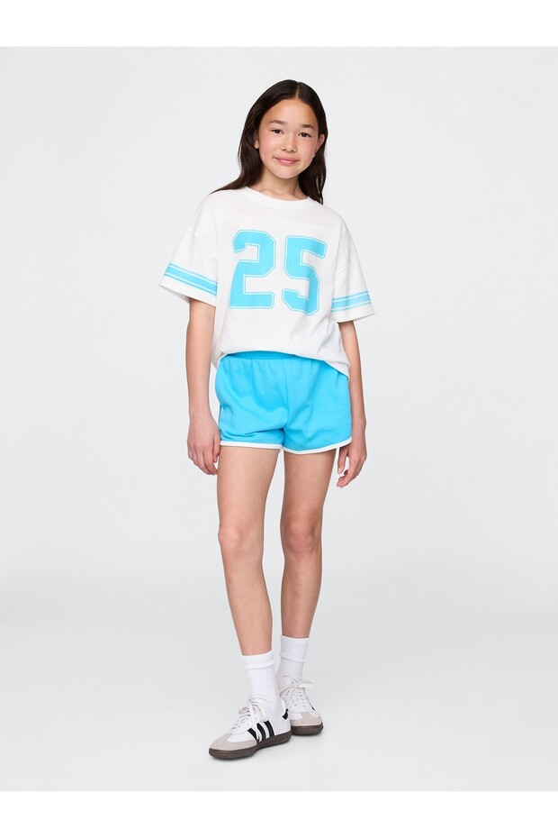 Kız Çocuk Açık Mavi VintageSoft Dolphin Sweat Şort - 1