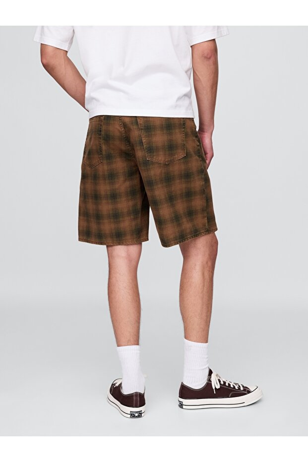 ErkekKareli Kanvas Şortlar - 4