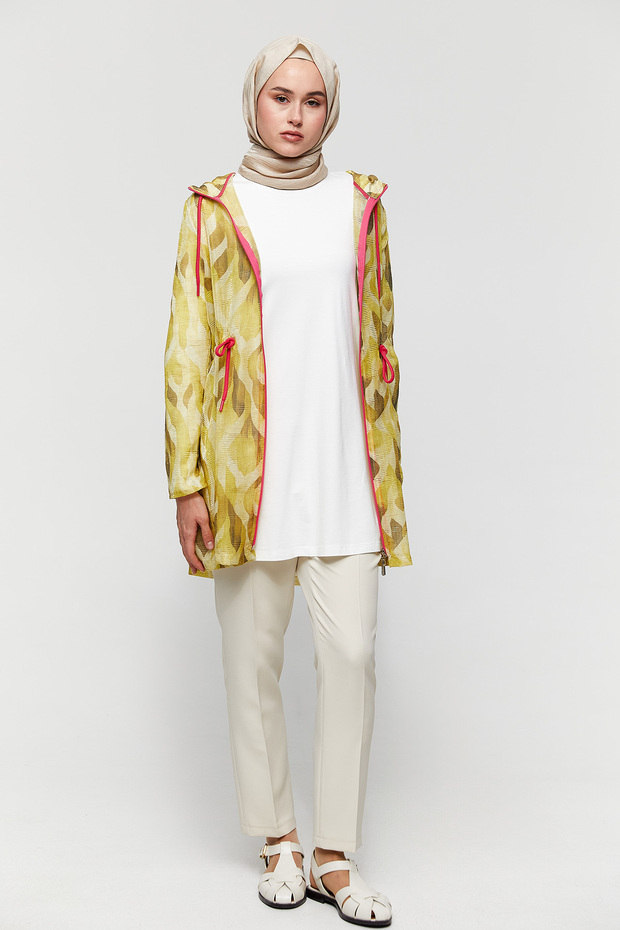 Desenli Kapüşonlu Twinset - 1