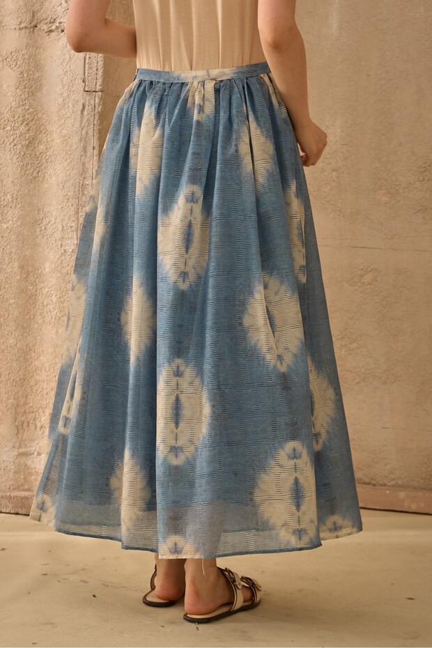 Desenli Etek Mavi - 2