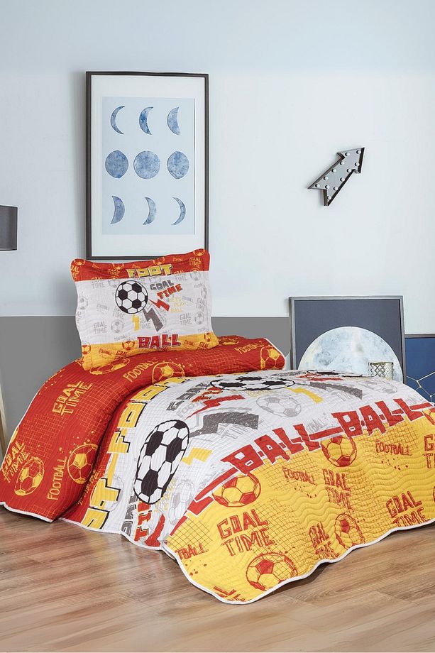 Taraftar Erkek Çocuk Tek Kişilik Yatak Örtüsü Takımı - Pike Set - 1