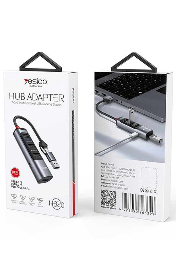 5in2 1 USB 3.0 2 Usb 2.0 1 RJ45 100 Mbps 100W Type-C Çıkışlı Usb ve Type-C Girişli Hub Dönüştürücü - 5