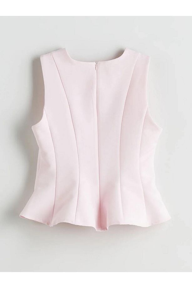 LCW Vision Pembe Bisiklet Yaka Peplum Bluz - 6