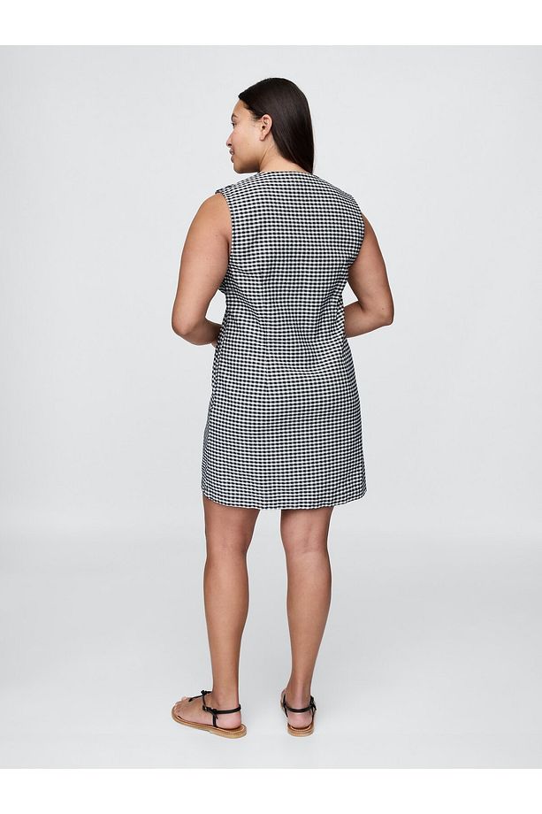 Kadın Mavi Gap × DÔEN Gingham Denim Mini Elbise - 3
